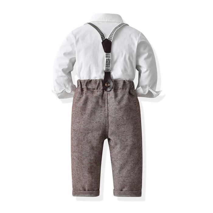 Conjunto de ropa de algodón de 3 piezas para bebé niño, de 9 meses a 10 años, para bodas y ceremonias - Marrón
