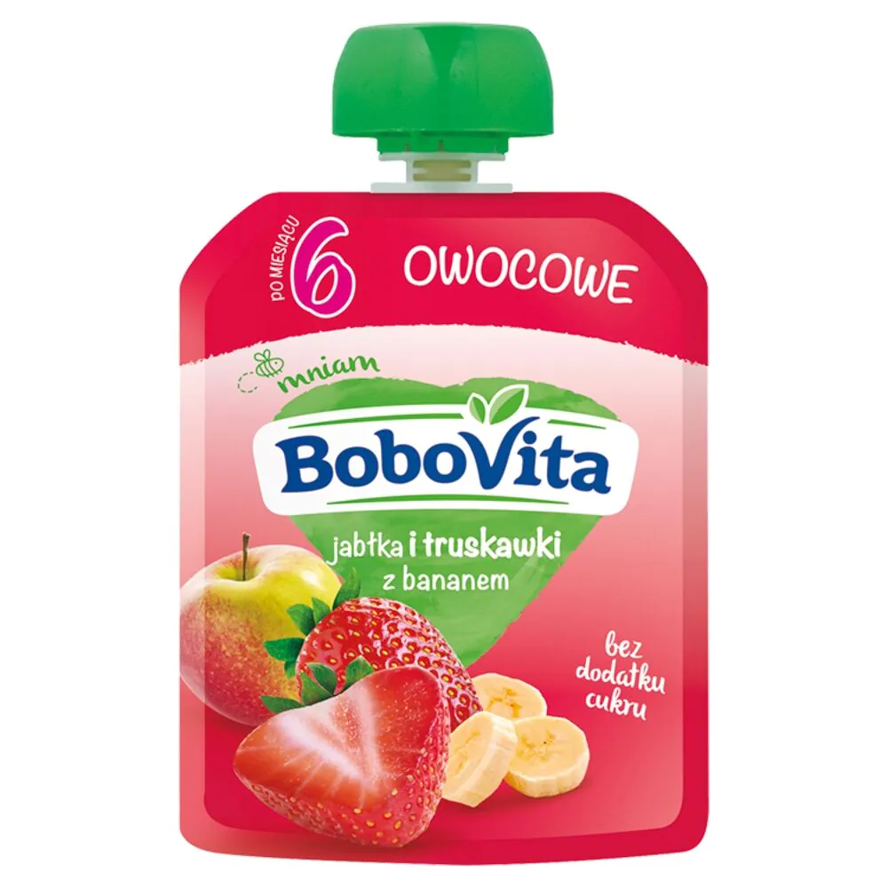 Bobovita Mus Jabłka i Truskawki z Bananem Po 6 Miesiącu