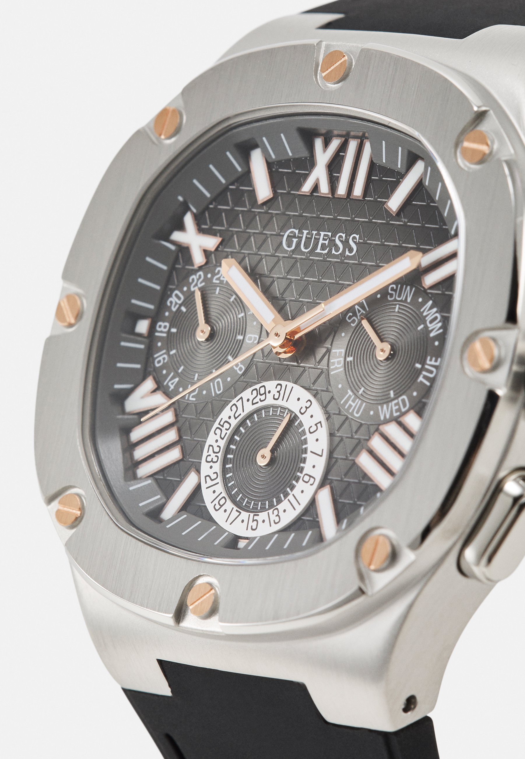 Guess HEADLINE - Chronograafhorloge - zilverkleurig/antracietkleurig/zwart