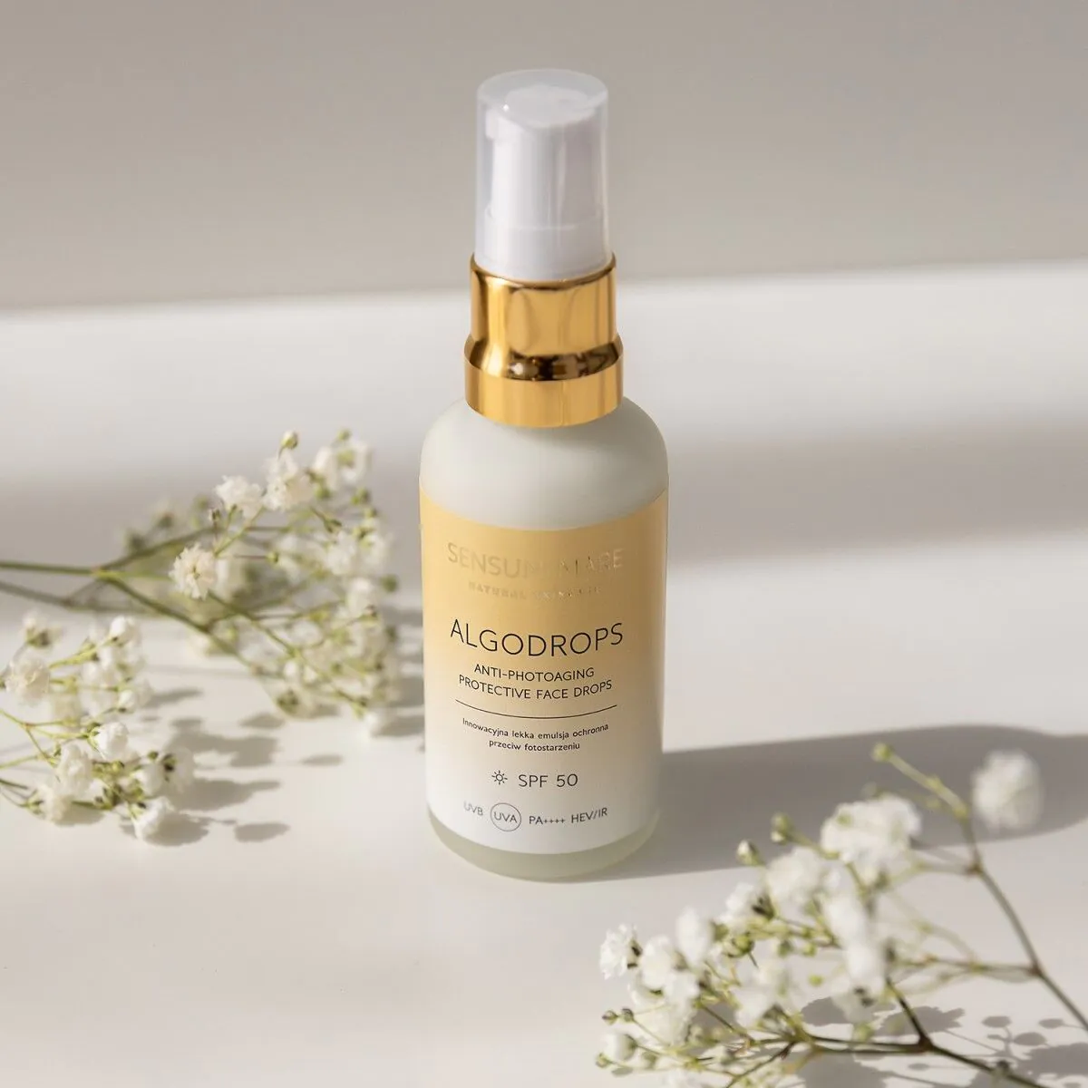 Sensum Mare Algodrops Lekka emulsja Ochronna przeciw Fotostarzeniu SPF 50 Uvb Uva Pa++++ Hev/Ir