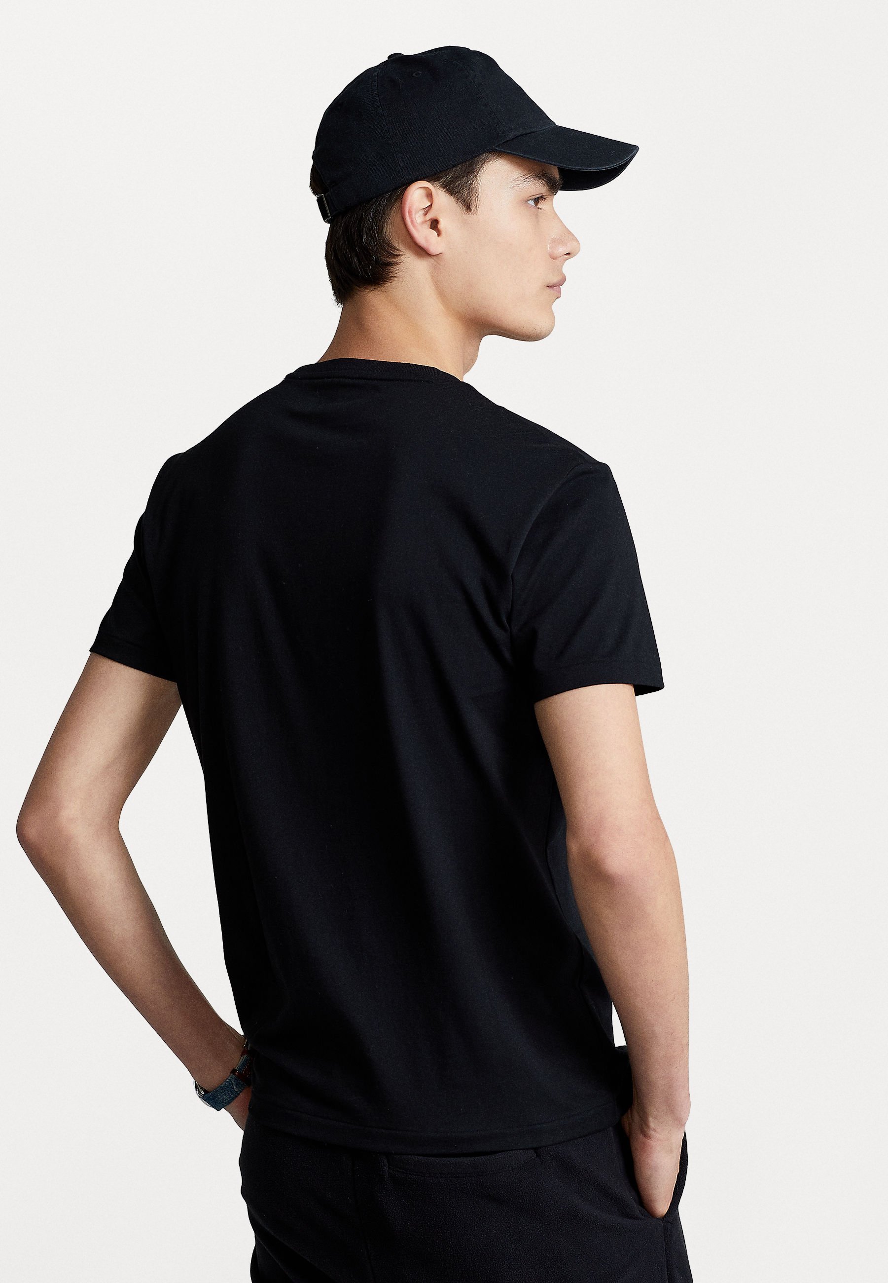 T-shirt Polo Ralph Lauren coupe slim personnalisée à col rond - T-shirt basique - noir