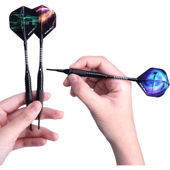 Plastic Tip Darts, 12 Darts with 24 Flights and 100 Tips, Soft Tip Dart Set for Dartboard