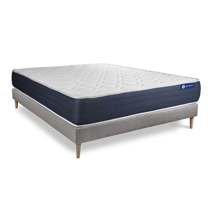 Conjunto de colchón y base de cama de 160x200 cm - Base de cama gris (requiere montaje) - Actilatex Sleep