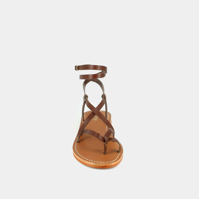 Sandales à brides  en cuir marron