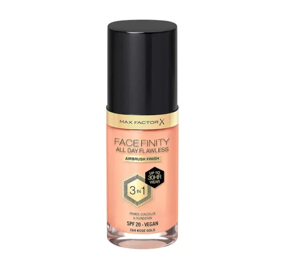 Max Factor Facefinity All Day Flawless 3 in1 wegański podkład C64 Rose Gold 30 ml