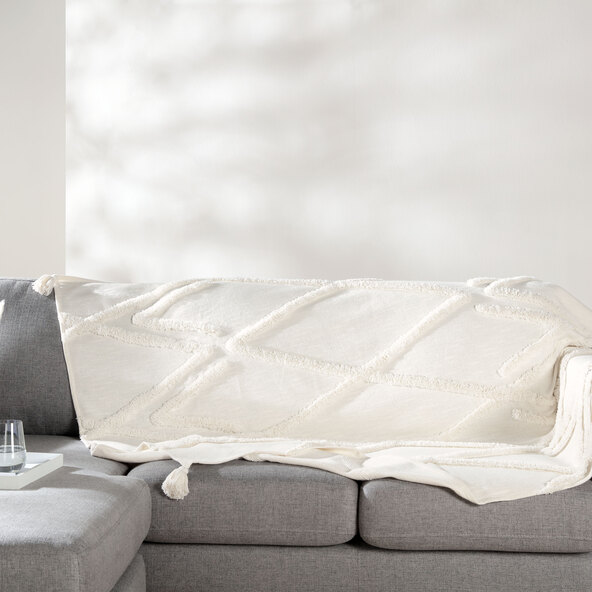 Boho blanket, white
