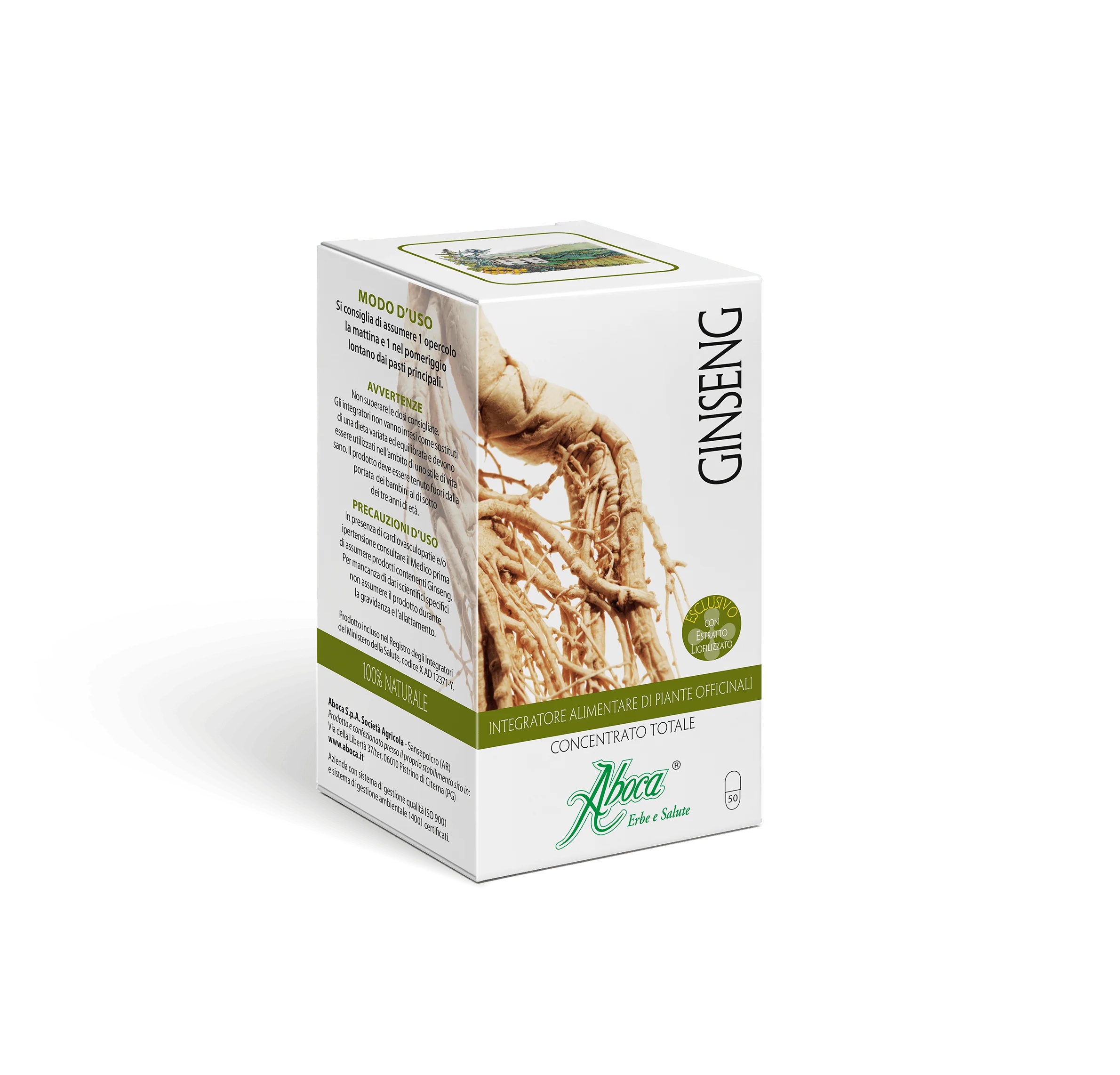 ABOCA Aboca Ginseng-Konzentrat, insgesamt 50 Kapseln Ginseng-Ergänzung
