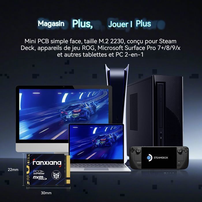 Fanxiang S700 Disque Dur SSD 1 To M2 2230 NVMe PCIe4.0 Pour Steam Deck