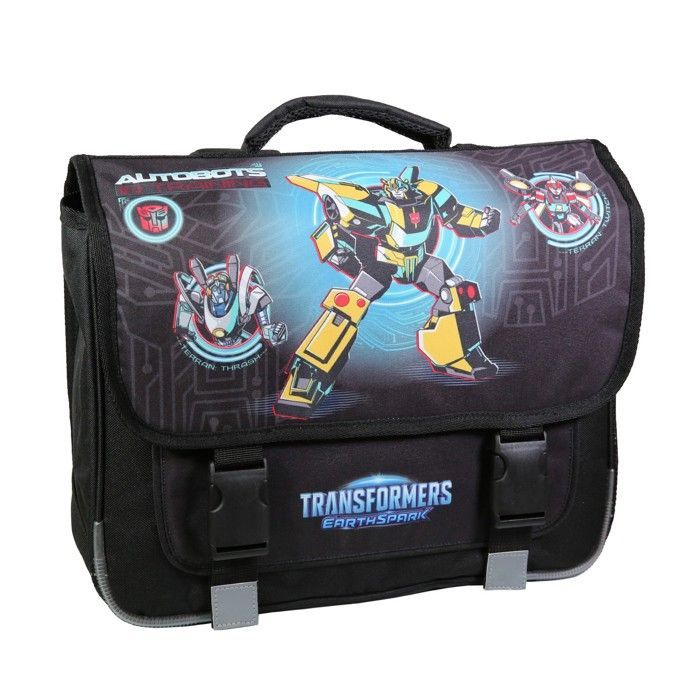 Mochila escolar preta Transformers de 38 cm