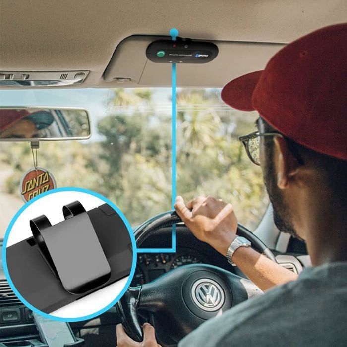 Kit Mains Libres - 1001 PILES BATTERIES - Bluetooth 5.0 - Autonomie 20h - Micro Intégré - Clip Support