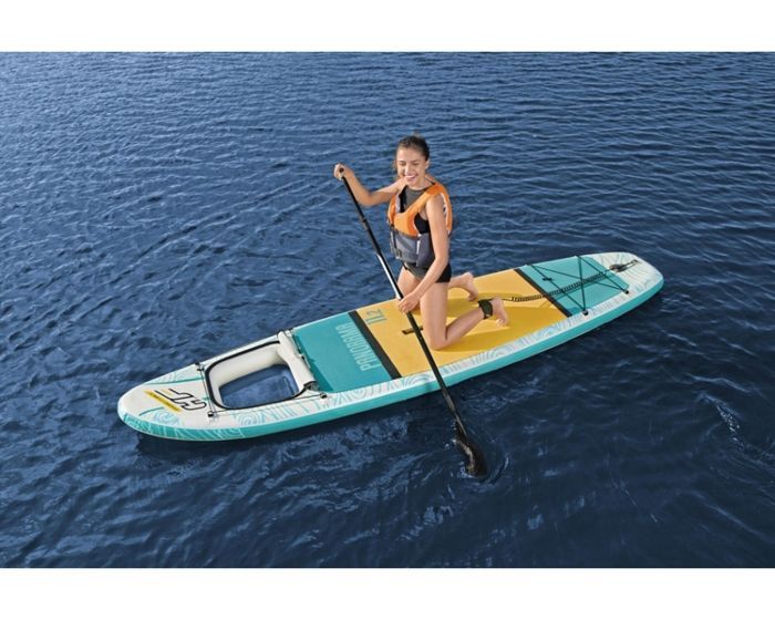 BESTWAY Paddle gonflable Panorama Hydro-force™, 340 x 89 x 15 cm, 150 kg max, fenêtre transparent, pompe, leash