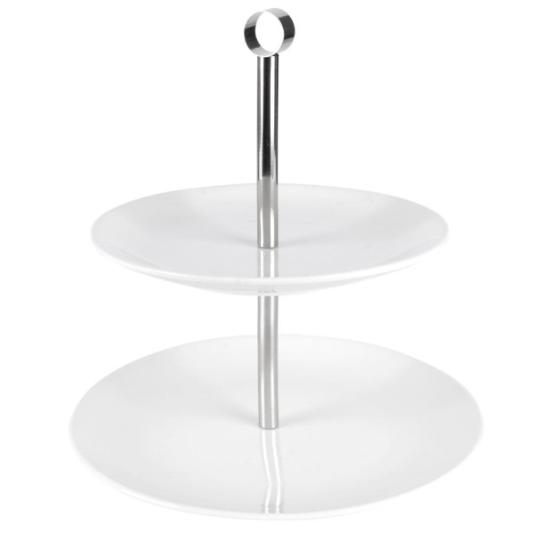 Patera porcelanowa biała 2-poziomowa 25 cm