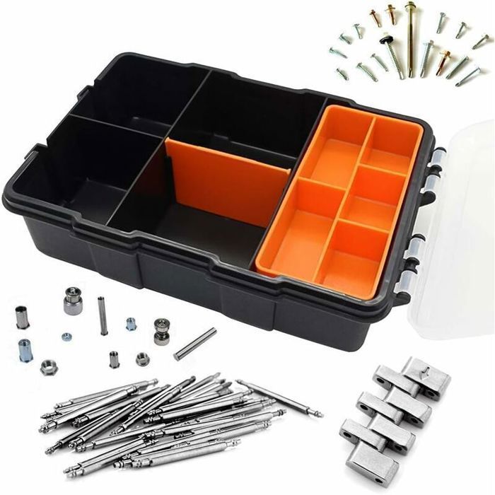 Caja de almacenamiento de herramientas - PZCC - Impermeable - Compartimentos ajustables - 22,5 x 15,5 x 5,6 cm