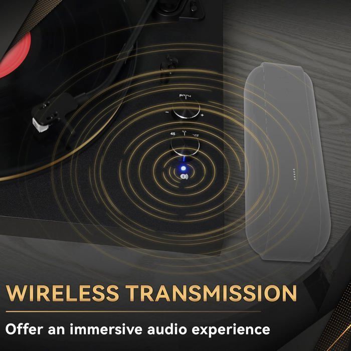 Retekess TR639 Turntable, Wireless Connections, Record Player with 2 Speeds, Easy to Use, Home Audio, Living Room