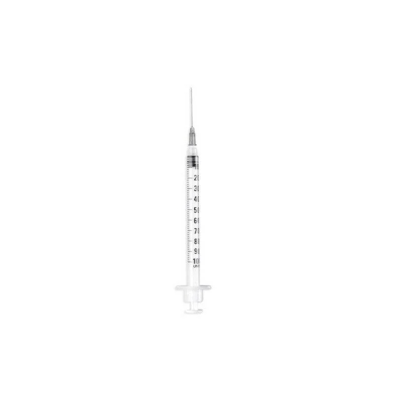 Seringa de insulina MED'S Meds, 1 ml, agulha calibre 25, fixa, descartável, estéril, 25 mm