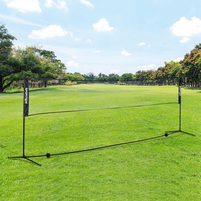 Complete badminton, pickleball and volleyball set - SPORTNOW - 3 in 1 - with adjustable height net 107-155 cm - black and green