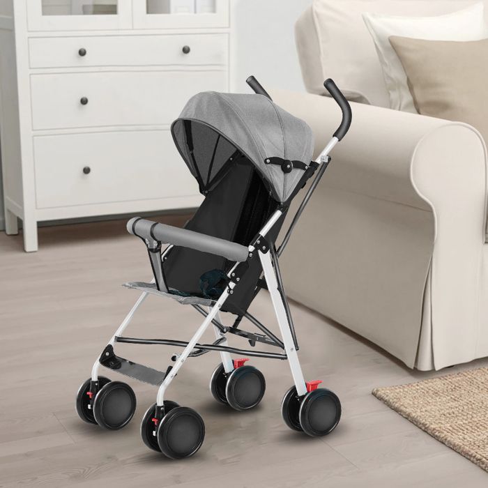 Cochecito cómodo B.LIVEM para bebés de 0 a 36 meses, estructura metálica estable, hasta 30 kg - Gris