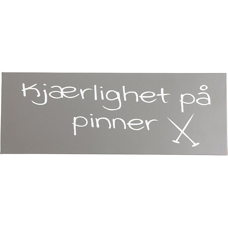 Hemskylt med stickad text 13x36 cm metall