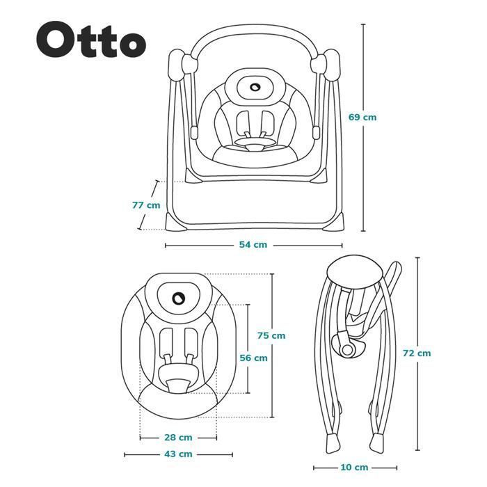 Balancelle et transat Électrique LIONELO Otto - Pliage compact - Sons nature - 5 vitesses - Silencieux - Minuterie - Rose