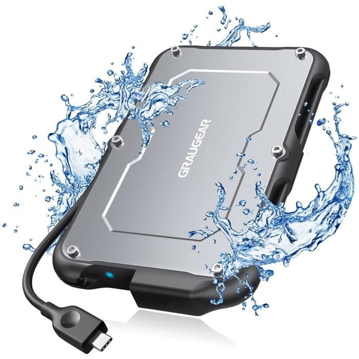 Disque dur SSD externe - Graugear - 18066 - 2,5 pouces - USB-C - Résistant aux chocs