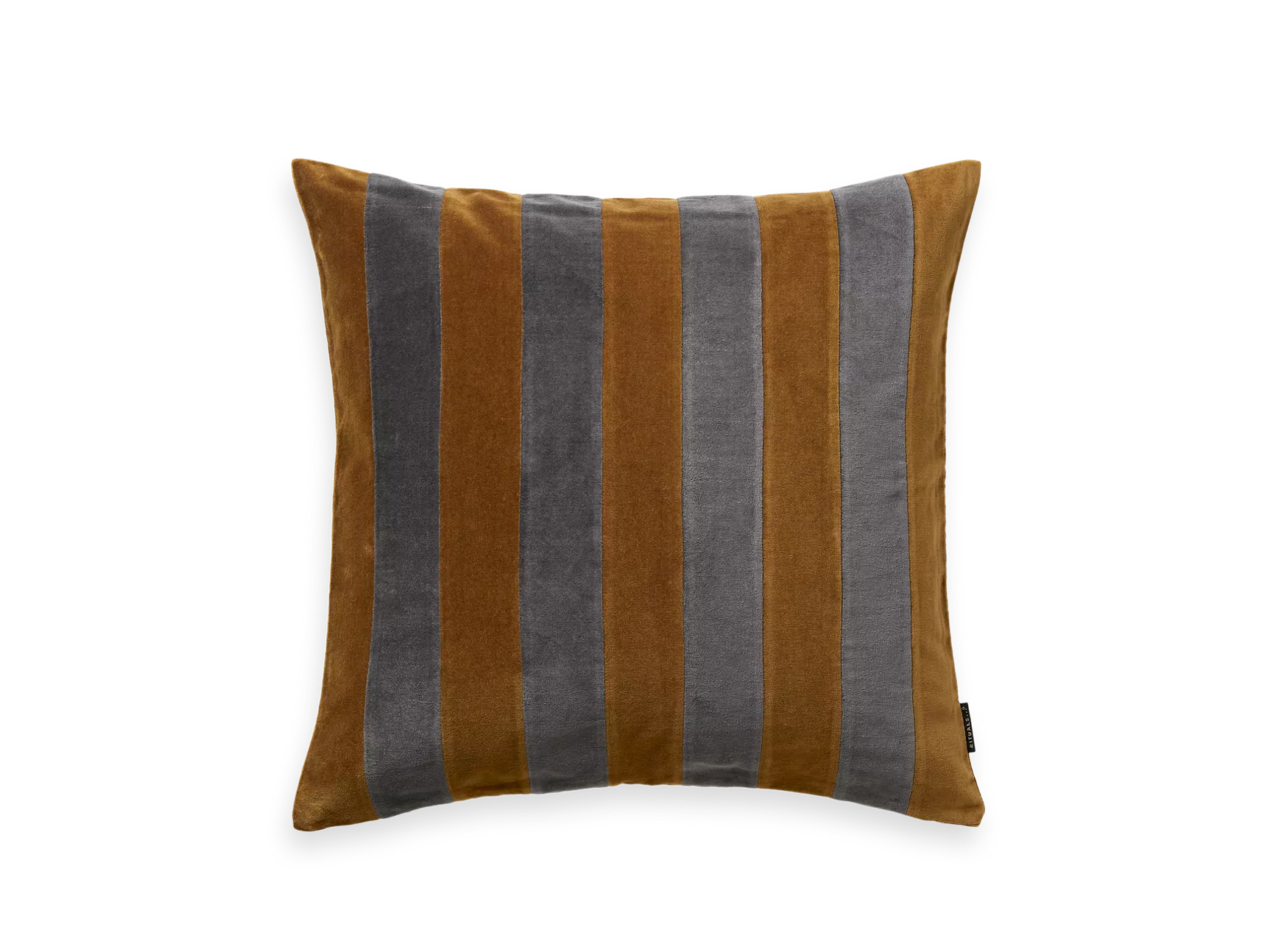 Funda de cojín de terciopelo con rayas color moca, 50 x 50 cm.