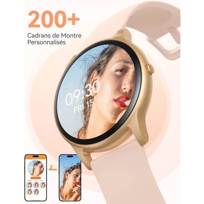 Reloj inteligente para mujer, Bluetooth 5.2, resistente al agua hasta 5ATM, con monitor de actividad, monitor de frecuencia cardíaca, podómetro y monitor de sueño [CS136]