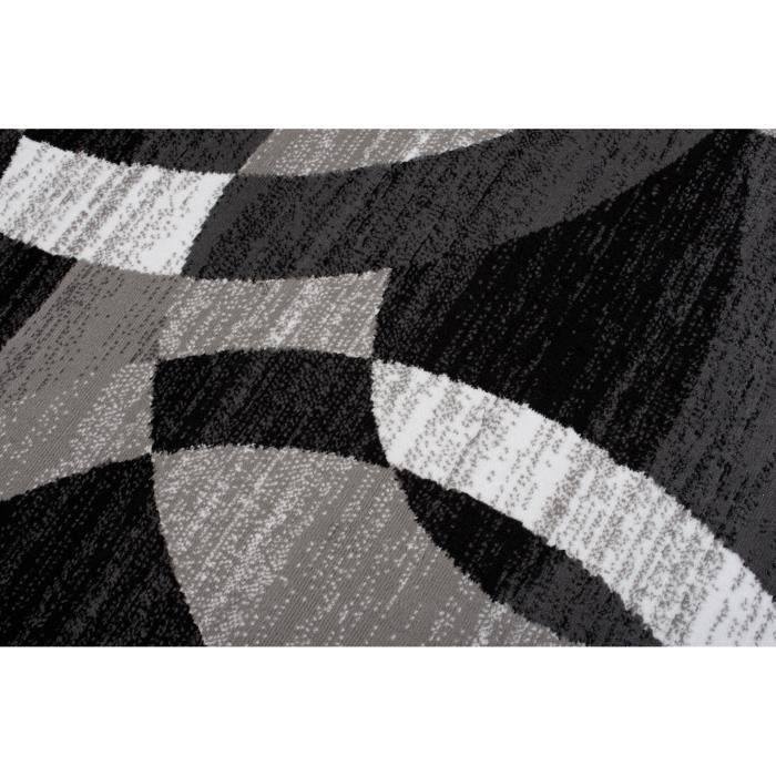 Tappeto TAPISO Maya a pelo corto per soggiorno, cerchi grigi e neri, polipropilene, per interni, 130x190 cm
