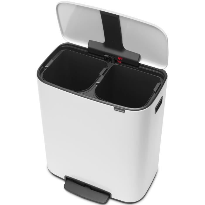 Pattumiera a pedale Brabantia BO - 2 secchi interni - 60 L - Bianca