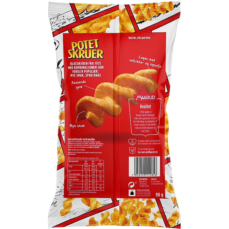 Maarud Kartoffelskruer 90 g paprika