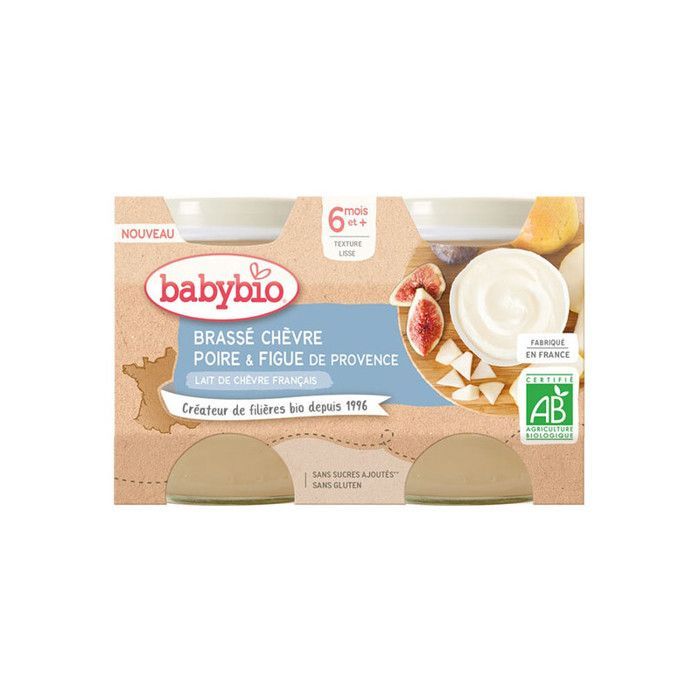 Postres Babybio con queso de cabra, pera e higo, 2 x 130 g