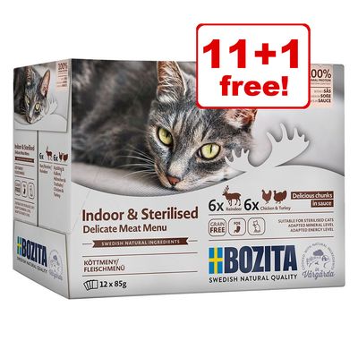 12 x 85 g Bozita Nassfutter für Katzen – 11 + 1 gratis!*