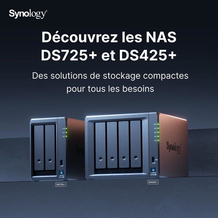 Servidor NAS Synology DS725+ para pequenas e médias empresas - 2 baias - 4 GB de RAM