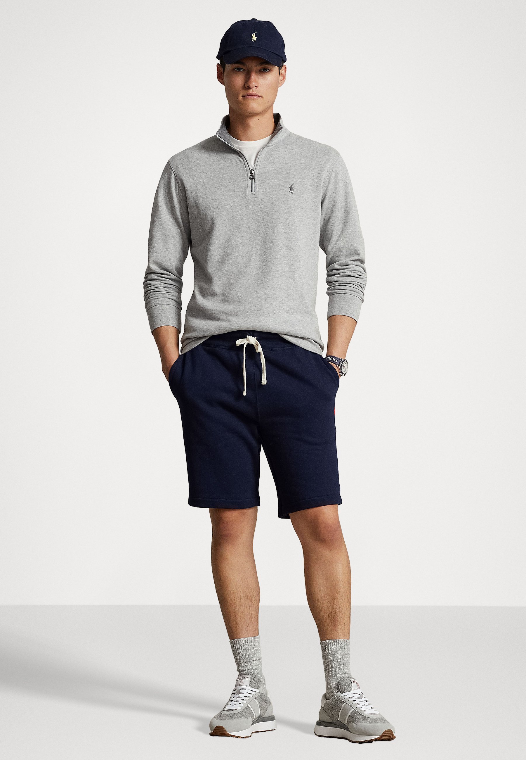 LUXURY JERSEY QUARTER ZIP PULLOVER - Mikina - black