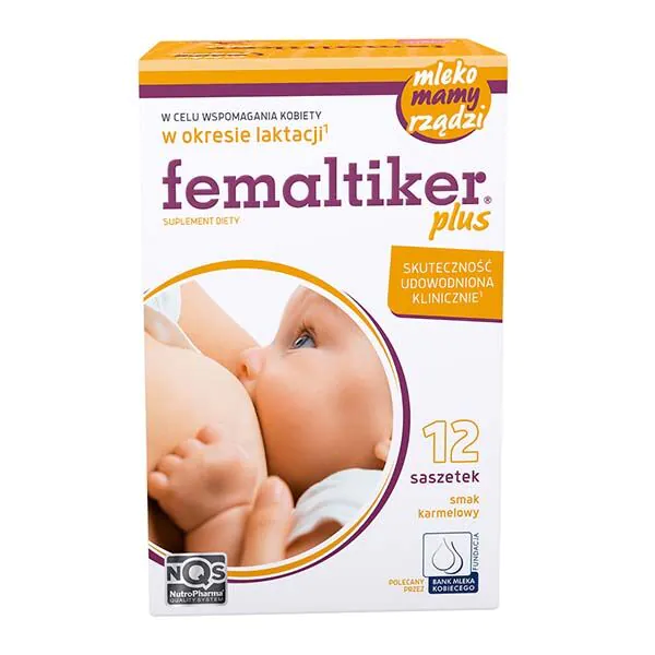Femaltiker Plus, Suplement diety wspomagający laktację, Saszetki o smaku karmelowym