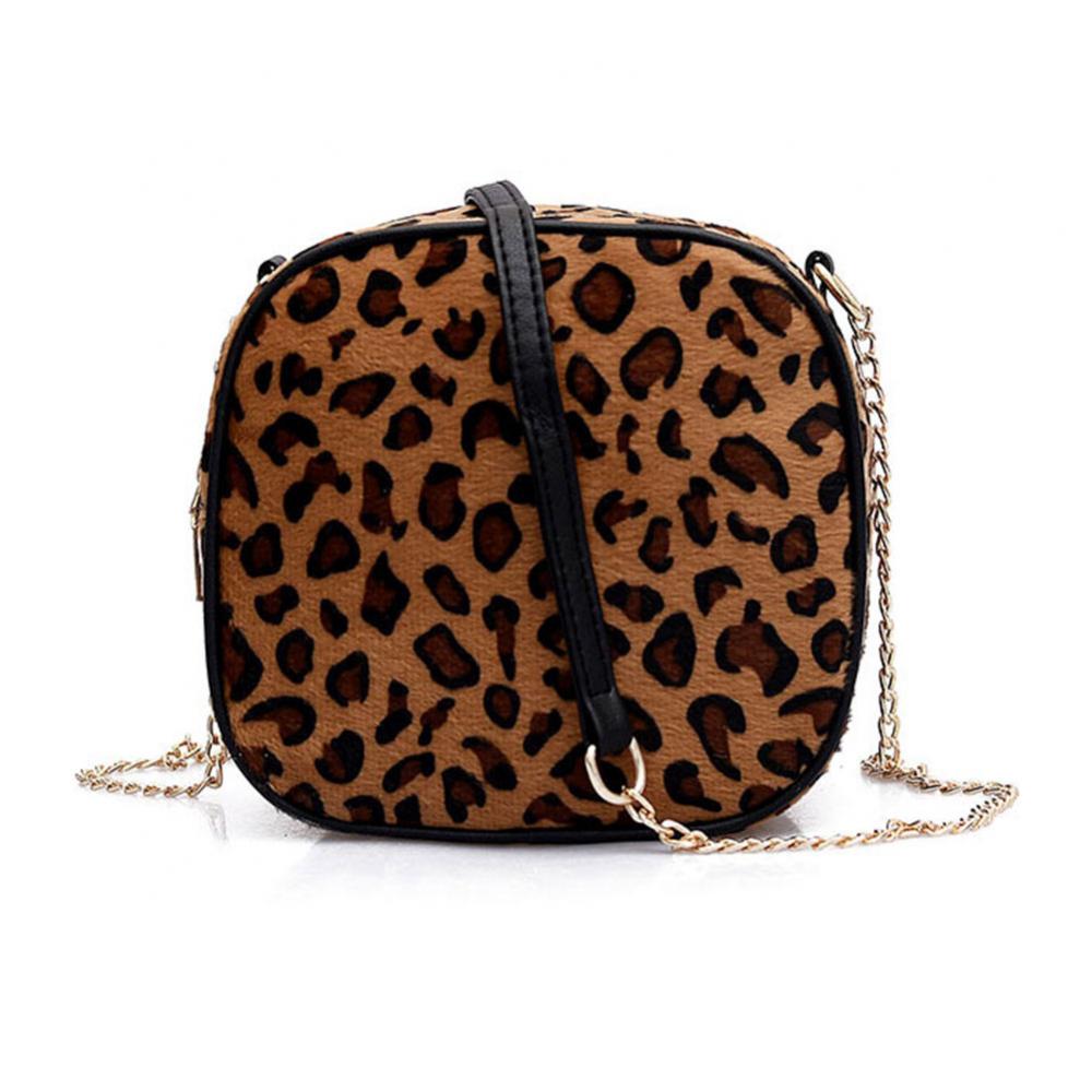 Borsa a tracolla da donna di tendenza con catena e stampa leopardata, semplice, per cellulare, chiavi e denaro B5
