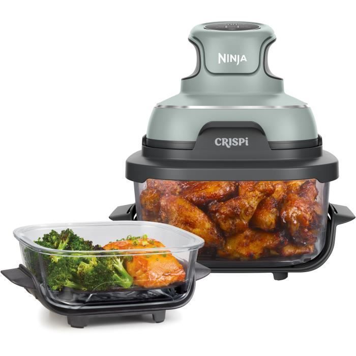 NINJA Tragbare Heißluftfritteuse – CRISPI – 1,4-l- und 3,8-l-Behälter – 4 voreingestellte Programme – 1700 W – Salbei