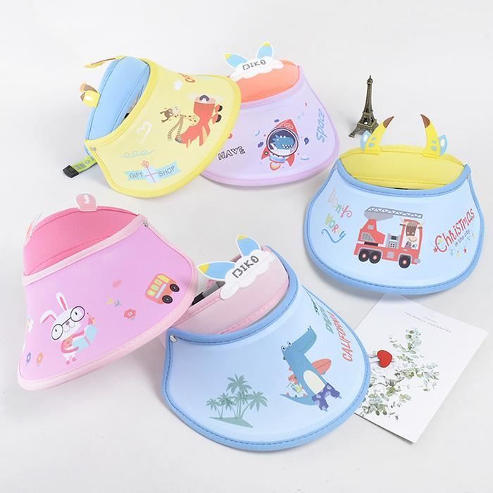 Gorro de verano FUNMOON para niño - Diseño de dibujos animados - Protección solar - Ajustable - Azul