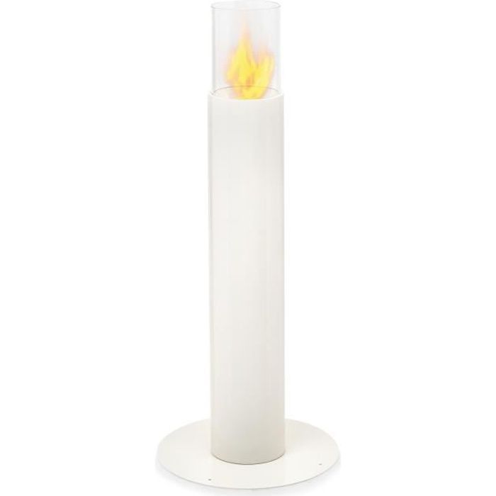 Cheminée à l'éthanol - Blumfeldt Fiamme Pila - brûleur en acier inoxydable-  0,5 litre - 4-5 h de combustion - Blanc