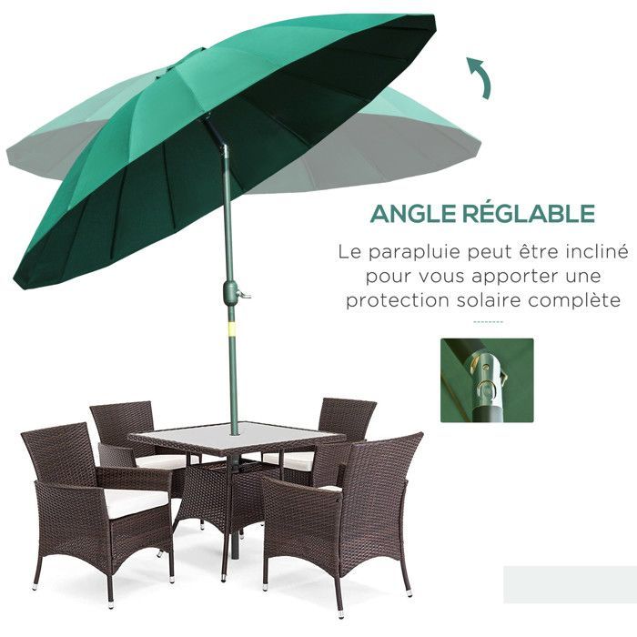 Outsunny - Sombrilla - Metal - 250x250x240cm - Verde