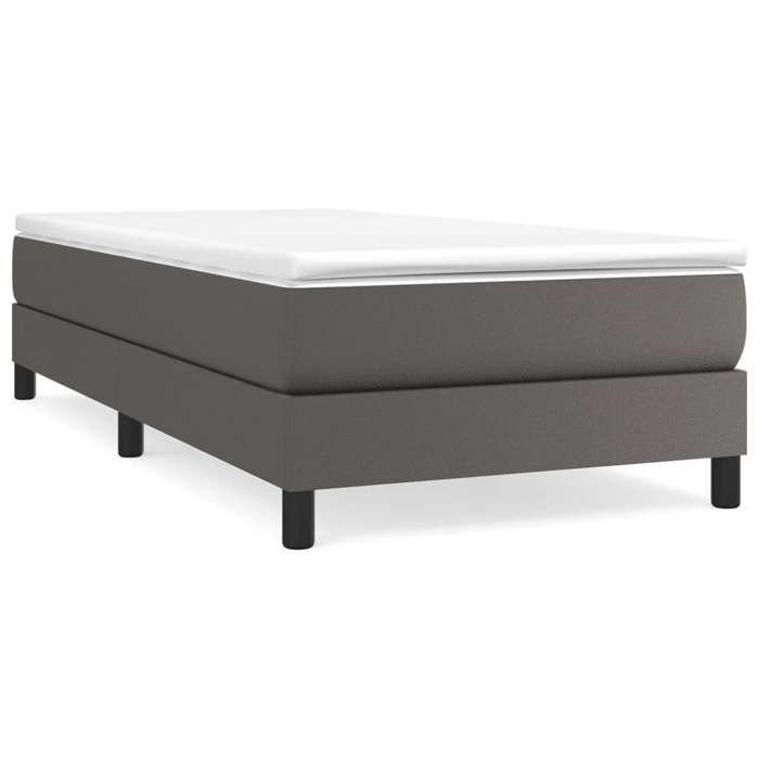 Struttura letto con materasso - Maison Exclusive - Ecopelle grigia - 90x200 cm - Massimo relax