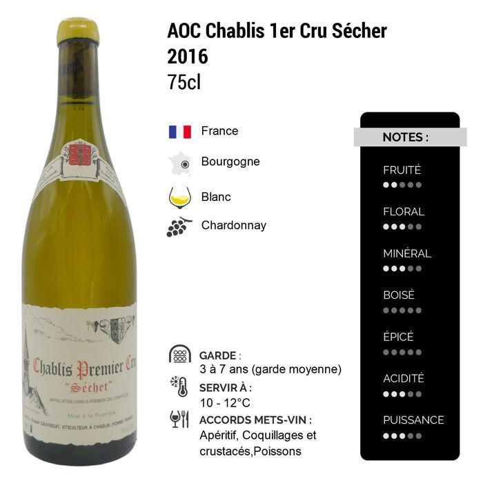 Domaine Vincent Dauvissat Chablis 1er Cru Sécher 2016 - Grand Vin Blanc de Bourgogne (75cl)