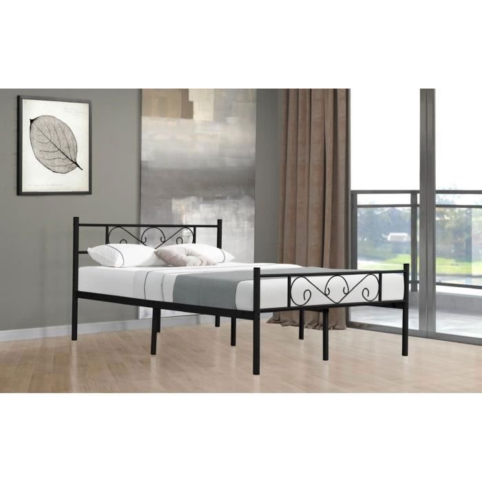 Cama modelo HOLA con estructura metálica, 160 x 200 cm - Negra