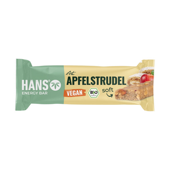 Baton de ovăz vegan organic, ștrudel cu mere, set de 16 piese (16 x 35g = 560g)