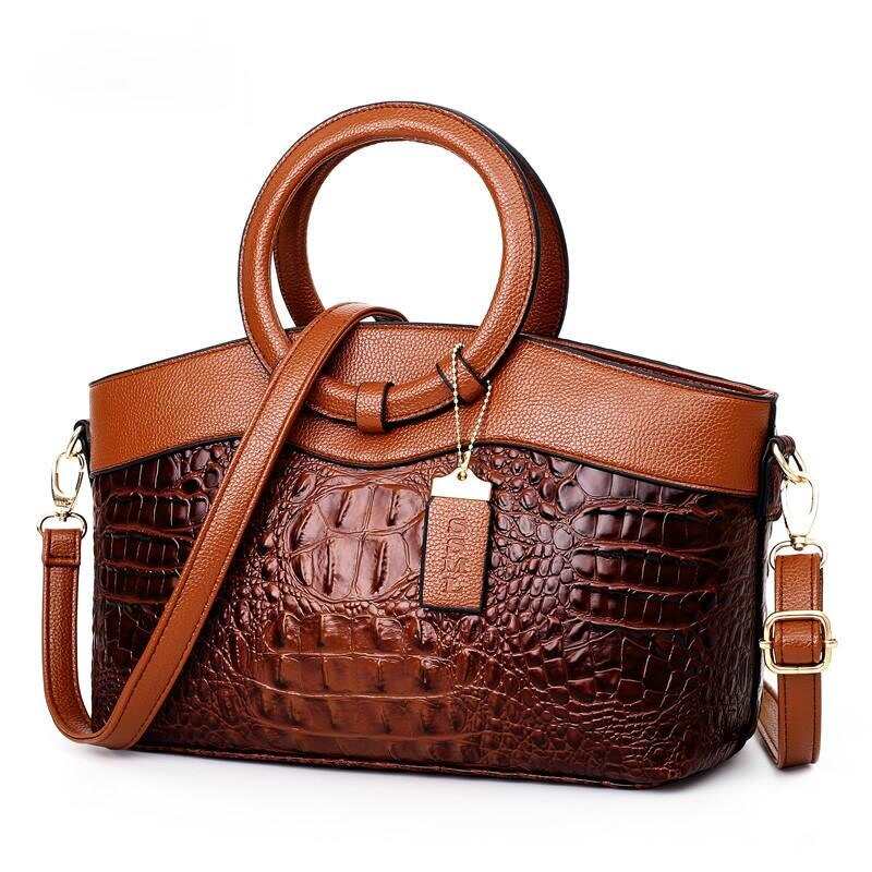 Borsa a tracolla da donna in pelle, borsa a tracolla firmata da donna, borsa a mano in pelle di coccodrillo, borsa a mano da donna in stile retrò