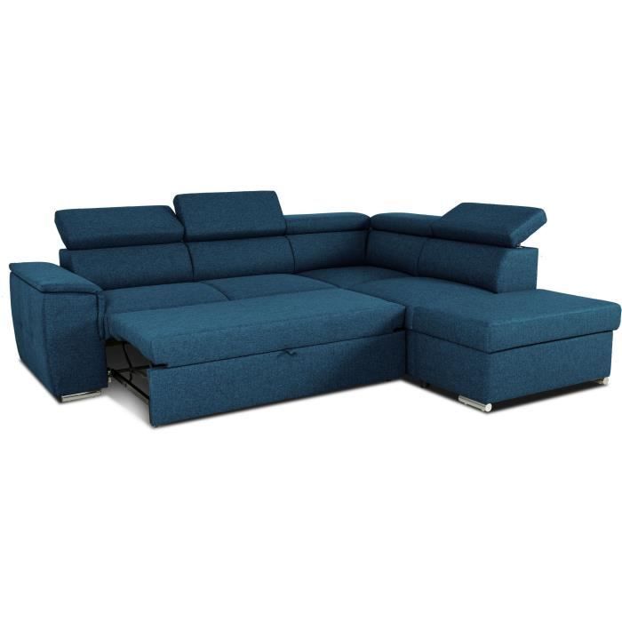 Wendbares Ecksofa mit Stauraum – 5-Sitzer – DAYTONA – Blauer Stoff – 260 x 94 x 216 cm