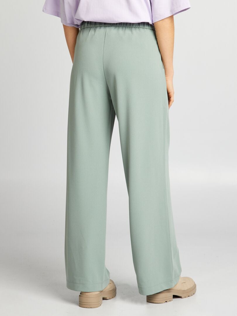 Broek met hoge taille en wijde pijpen - GROEN