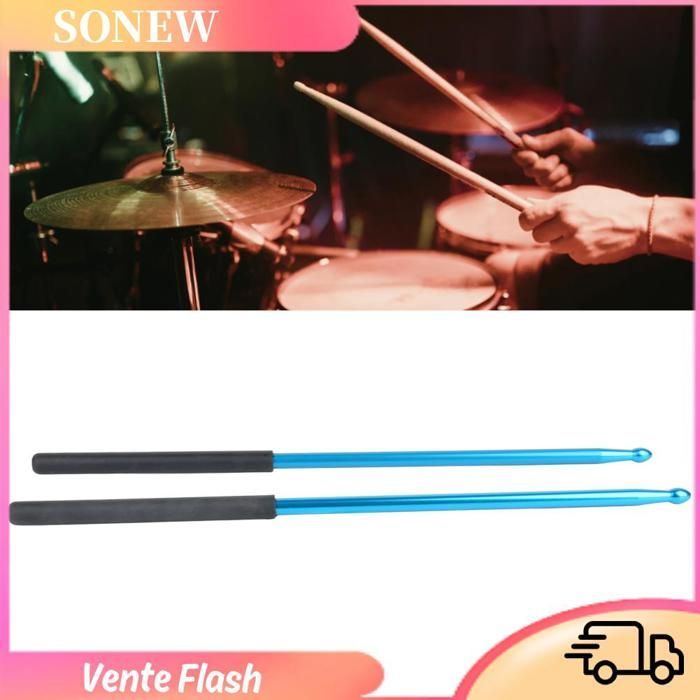 Baquetas Sonew Classic Metal antideslizantes de aleación de aluminio, 2 unidades, para instrumentos de percusión, W119 Azul