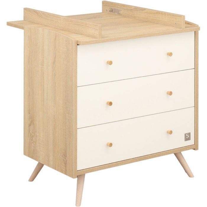 Conjunto de tres muebles para habitación infantil: cuna de 120 x 60 cm + cómoda de 3 cajones + armario de 2 puertas - Access - Madera/Blanco - SAUTHON