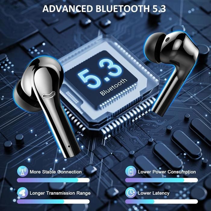 Auriculares inalámbricos con cancelación de ruido TOPESCT con ANC y ENC, Bluetooth 5.3, pantalla LED, resistencia al agua IP7, 35 horas de duración de la batería, sonido estéreo.