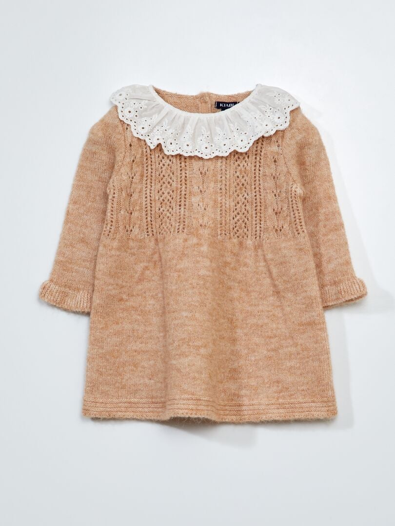 Vestido de malha tricotada - BEGE